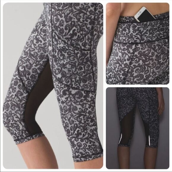 Lululemon Outrun 17" Crop Lace White Black - Picture 2 of 13